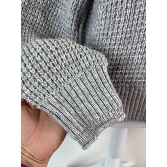 American Eagle women's small light grey waffle knit mock neck sweater casual - Picture 4 of 7